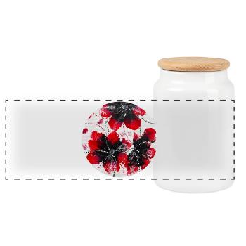 Fleur - Boîte à biscuits avec couvercle en bois - blanc - Devant