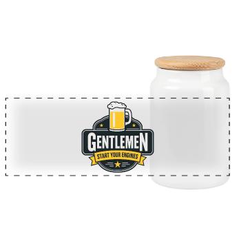 Gentlemen & Beer – Start Your Engines - Panoramic Cookie Jar with Wooden Lid - white - Front