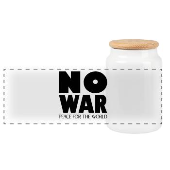 NO WAR Peace for the world - Panoramic Cookie Jar with Wooden Lid - white - Front