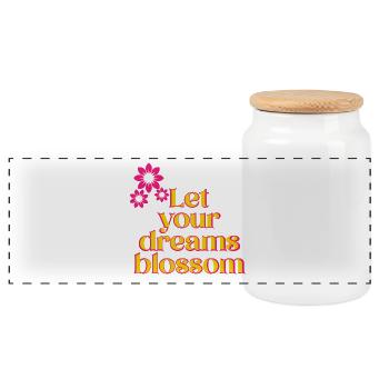 Blossom Vibes : Rêver en couleur - Boîte à biscuits avec couvercle en bois - blanc - Devant