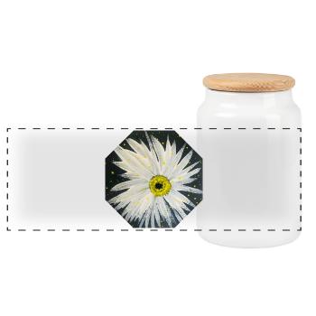 Black and White Design - Panoramic Cookie Jar with Wooden Lid - white - Front