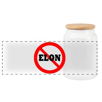 Anti Elon Round NO Bumper - Boîte à biscuits avec couvercle en bois - blanc - Devant