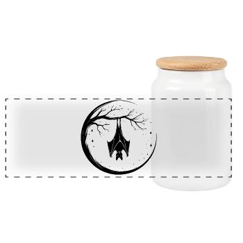 Bat - Panoramic Cookie Jar with Wooden Lid - white - Front