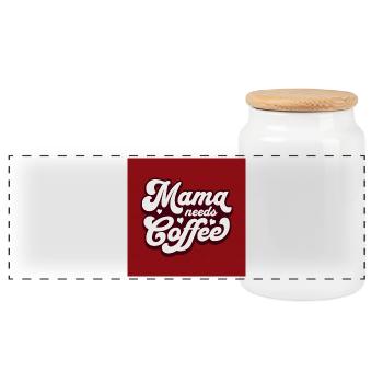 Mama braucht Kaffee lustiges Design - Panorama Keksdose mit Holzdeckel - Weiß - Vorne