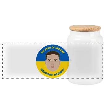 Selenskyj Ukraine - Panorama Keksdose mit Holzdeckel - Weiß - Vorne