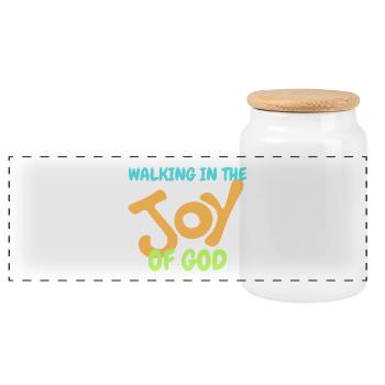 Celebrating faith and joy with bright design - Panoramic Cookie Jar with Wooden Lid - white - Front
