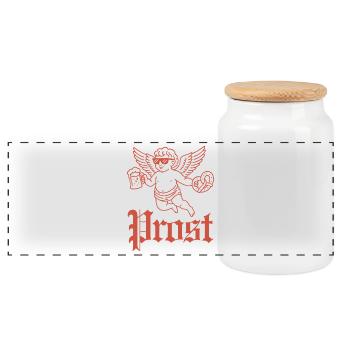 Santé – Ange bavarois - Boîte à biscuits avec couvercle en bois - blanc - Devant
