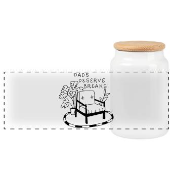 Dads Deserve Breaks – Relax-Sessel - Panorama Keksdose mit Holzdeckel - Weiß - Vorne
