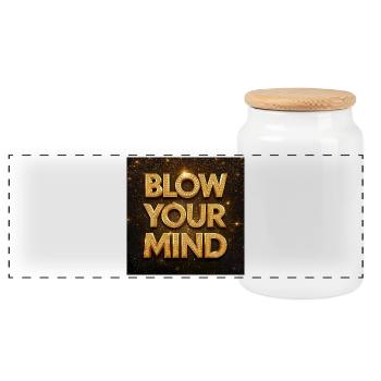 Blow Your Mind Gold Diamond Letters - Panoramic Cookie Jar with Wooden Lid - white - Front