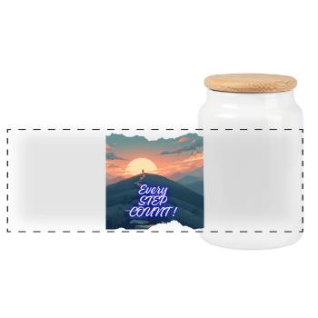 Every step counts Neon Horizon - Panoramic Cookie Jar with Wooden Lid - white - Front