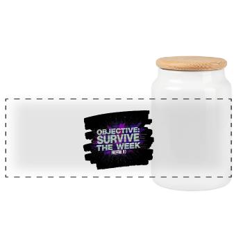 Survive Week objective - Panoramic Cookie Jar with Wooden Lid - white - Front