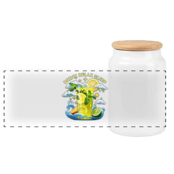 Drink Relax Sleep! Sleep yourself well! Minerals! - Panoramic Cookie Jar with Wooden Lid - white - Front