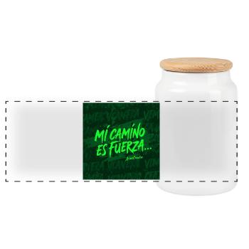 My path is strength - Panoramic Cookie Jar with Wooden Lid - white - Front
