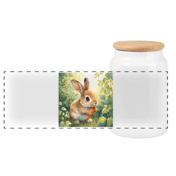 Niedlicher Hase  - Panorama Keksdose mit Holzdeckel - Weiß - Vorne