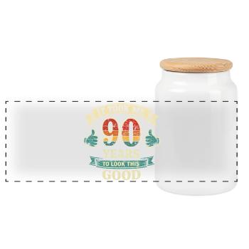 90 Ans - Il m'a fallu 90 Ans pour être aussi Beau - Boîte à biscuits avec couvercle en bois - blanc - Devant