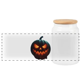 Roaring Scarlet Pumpkin - Panoramic Cookie Jar with Wooden Lid - white - Front