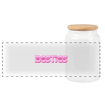 Besties – Pink Statement für Freundschaft - Panorama Keksdose mit Holzdeckel - Weiß - Vorne