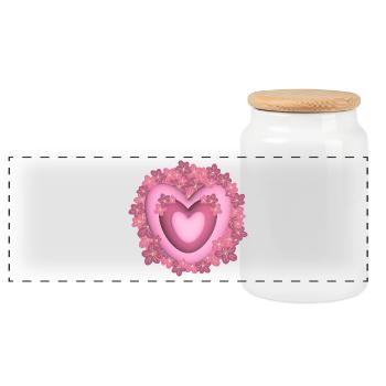 Herz mit rosa Blumen, ein liebes Dankeschön. - Panorama Keksdose mit Holzdeckel - Weiß - Vorne
