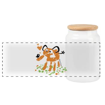 Éléphant de commerce - Boîte à biscuits avec couvercle en bois - blanc - Devant