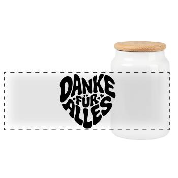Danke für alles - Panorama Keksdose mit Holzdeckel - Weiß - Vorne