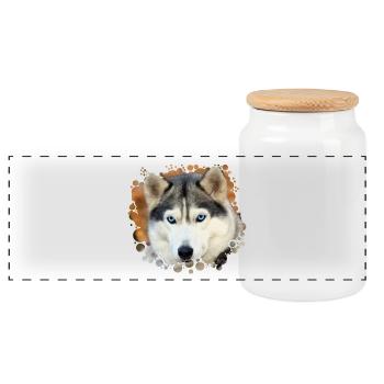 Husky - Panorama Keksdose mit Holzdeckel - Weiß - Vorne