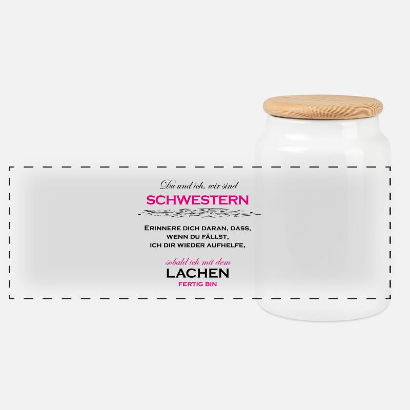 Schwestern - Panorama Keksdose mit Holzdeckel - Weiß