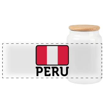 National Flag of Peru - Panoramic Cookie Jar with Wooden Lid - white - Front