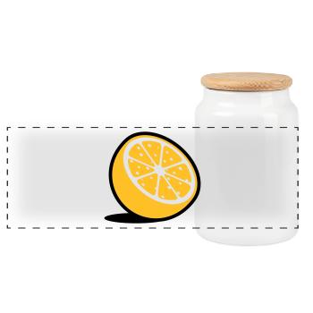 An Orange - Panoramic Cookie Jar with Wooden Lid - white - Front