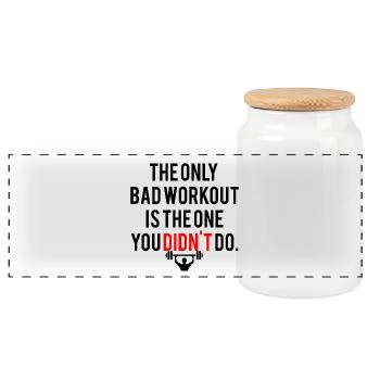 FITNESS MOTIVATION | THE ONLY BAD WORKOUT - Panoramic Cookie Jar with Wooden Lid - white - Front