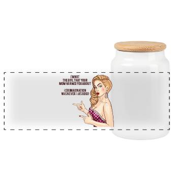 Pin-Up Girl / Rockabilly / 50s: I´m Not The Girl - Panorama Keksdose mit Holzdeckel - Weiß - Vorne
