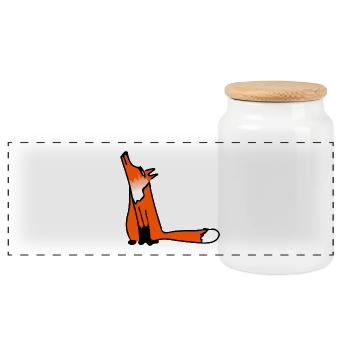 arctic fox fuchs7 - Panoramic Cookie Jar with Wooden Lid - white - Front