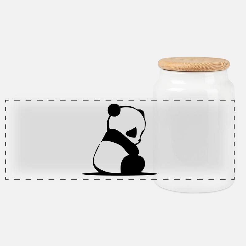 Panda - Panorama Keksdose mit Holzdeckel - Weiß