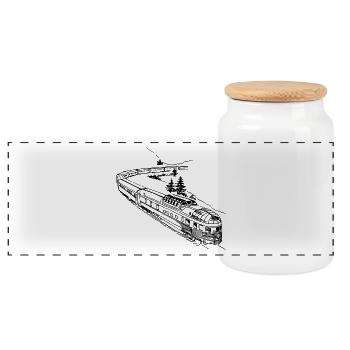 locomotive - Boîte à biscuits avec couvercle en bois - blanc - Devant