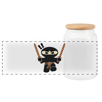 Ninja Comic - Panorama Keksdose mit Holzdeckel - Weiß - Vorne