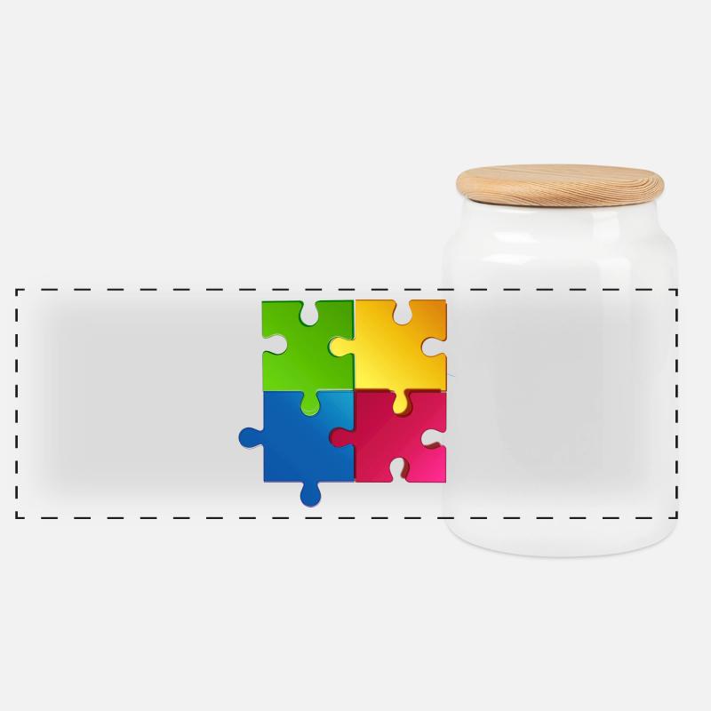 Puzzle - Panorama Keksdose mit Holzdeckel - Weiß