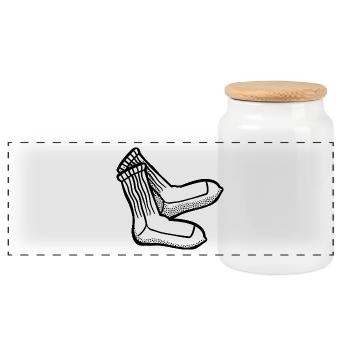 Socken - Panorama Keksdose mit Holzdeckel - Weiß - Vorne