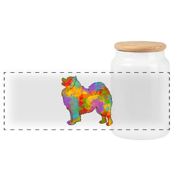 Samojeden Multicolor - Panorama Keksdose mit Holzdeckel - Weiß - Vorne