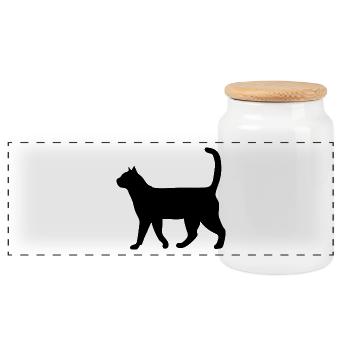 Miezen Katze cat cats Katzen - Panorama Keksdose mit Holzdeckel - Weiß - Vorne