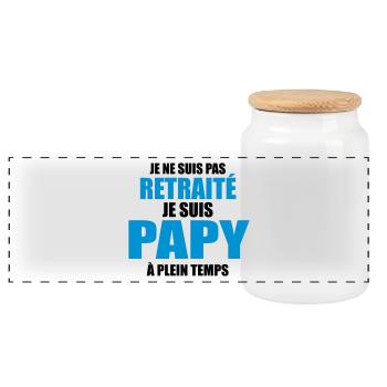 Je suis papy a plein temps - Boîte à biscuits avec couvercle en bois - blanc - Devant