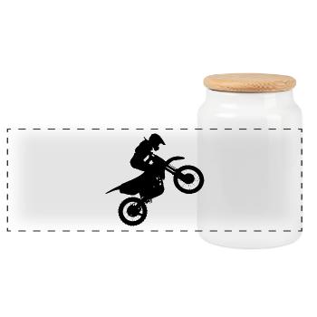 motocross motorcycles athlete sport motorcycle30 - Panoramic Cookie Jar with Wooden Lid - white - Front
