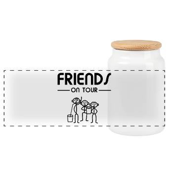 Men Party - Friends on Tour - Panoramic Cookie Jar with Wooden Lid - white - Front