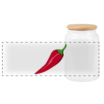 paprika chilli chili pepper citrus veggie vegetable - Panoramic Cookie Jar with Wooden Lid - white - Front