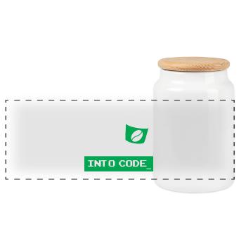 I turn coffee into developer code - Panoramic Cookie Jar with Wooden Lid - white - Front