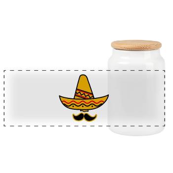 Sombrero - Panorama Keksdose mit Holzdeckel - Weiß - Vorne