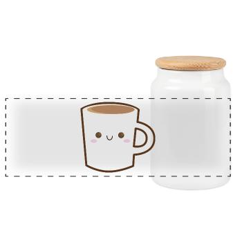 tasse de café doux kawaii - Boîte à biscuits avec couvercle en bois - blanc - Devant