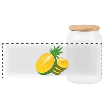 Ananas in Scheiben - Panorama Keksdose mit Holzdeckel - Weiß - Vorne
