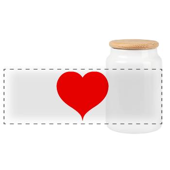 A heart for you - Panoramic Cookie Jar with Wooden Lid - white - Front