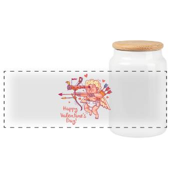 Armor with bow and arrow spreads love - Panoramic Cookie Jar with Wooden Lid - white - Front