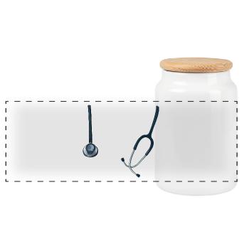 stethoscope - Panoramic Cookie Jar with Wooden Lid - white - Front