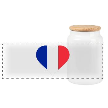 Heart - France - flag - Panoramic Cookie Jar with Wooden Lid - white - Front